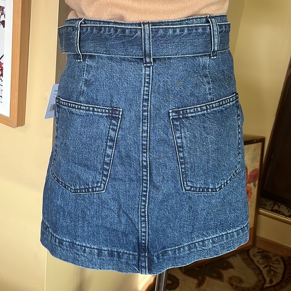 FREE PEOPLE Size 25 "Mid Indigo Wash" Belted Denim Skirt Mini Classic $78 NEW - Picture 5 of 13
